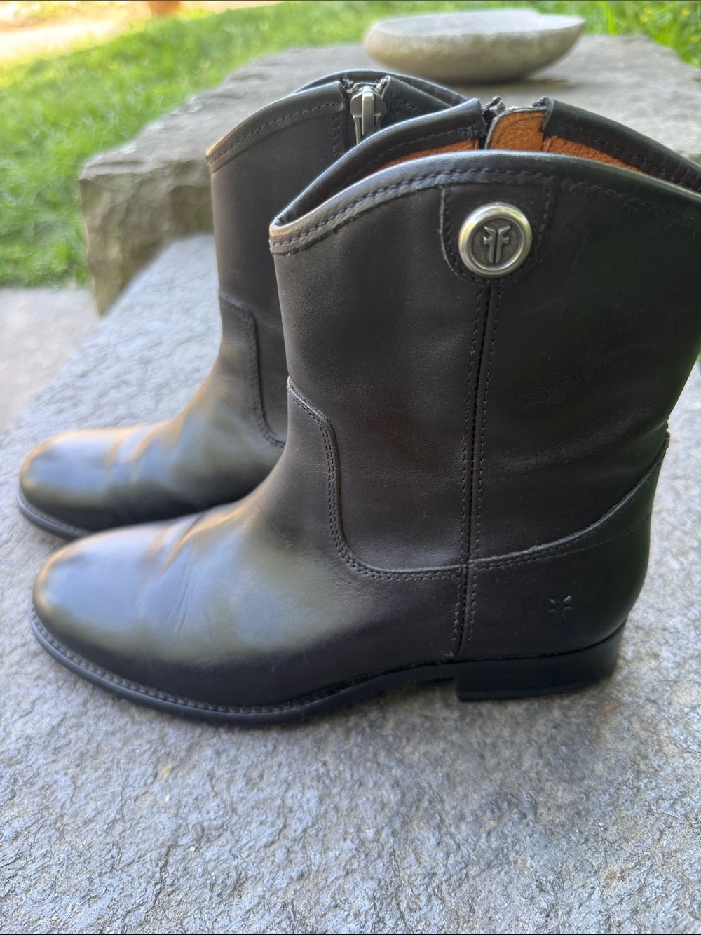 Frye Black Leather Ankle Boots